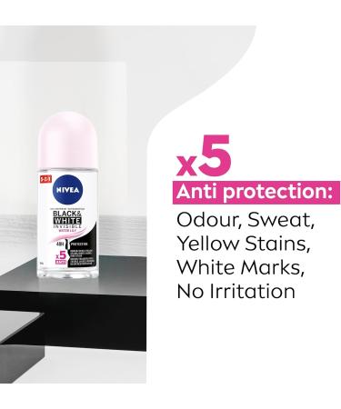 Nivea Antiperspirant Deodorant Invisible Clear Roll On - 48 Hour Protection for Black & White - 1.7 Fl Oz - Buy Online Internationally - Buy Online on SooperMarket.com