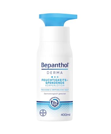 Bepanthol derma moisturizing body lotion body care for sensitive and dry skin dermatologically tested moisture cream with dexpanthenol 400 ml pump dispenser 400 ml (1 Pack)