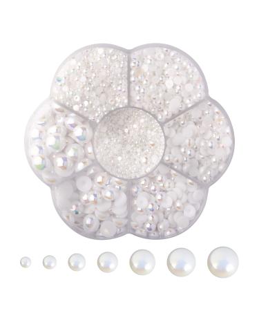 Articyard 5700 AB White Half Pearls for Crafts - Flatback Pearls/Jewels Pearls for Nails  DIY Accessory  Art and Fashion Projects - Neatly Organized Craft White Pearls for Makeup and Creative People