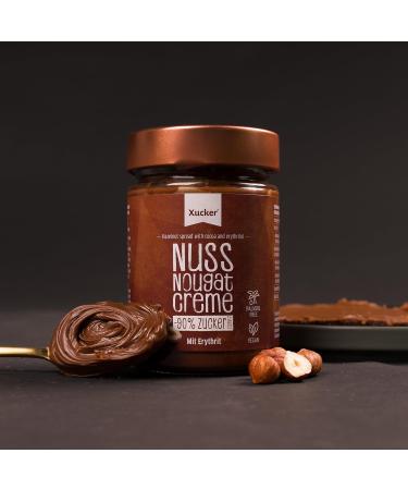 Xucker Nut-Nougat Cream | Vegan Low-Sugar Hazelnut Spread with Erythritol 33% Hazelnuts Palm Oil Free 300g - Buy Online on SooperMarket.com