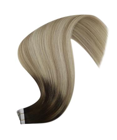 Youngsee Balayage Tape In Extensions - Real Brown Remy Hair 50cm 20pcs #4/14/60 - Invisible Skin Weft for Effortless Volume - Buy Online on SooperMarket.com