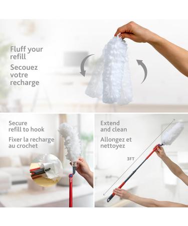 Vileda Flex & Catch Duster | Heavy Duty Dusting Kit with 3 Disposable Duster Refills | Extendable 3 Ft Handle with Stay-On Duster Hook | Traps 3X More Dust Than Feather Dusters Dusting Kit + 3 Duster Refills - Buy Online on SooperMarket.com