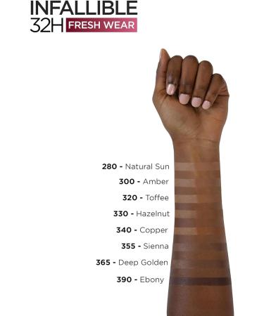 L'Oreal Paris Infallible 32H Fresh Wear Foundation 355 Sienna 30ml - Full-Coverage Longwear with Vitamin C & SPF 25 - Buy Online on SooperMarket.com