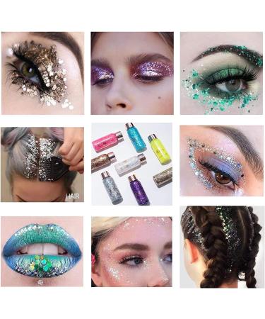 Body Glitter Gel Face Glitter Mermaid Chunky Glitter Hair Glitter Body Festival Glitter Eyeshadow Sequins Glitter for Face Body Eye Hair Nails Makeup Long Lasting Sparkling(Darkpurple) 108#DarkPurple - Buy Online on SooperMarket.com