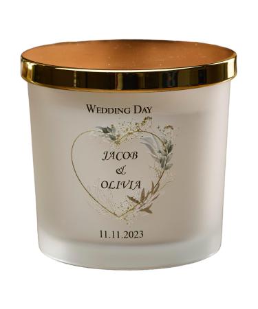 Personalised Large Double Wick Wedding Candle Gift with Gold Leaf (Planet spa)