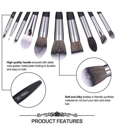 BS-MALL 16pcs Makeup Brush Set with Premium Synthetic Bristles - Ideal for Powder, Foundation, Blush, Contour, Concealers, Lips, and Eyeshadow - Black - Buy Online on SooperMarket.com