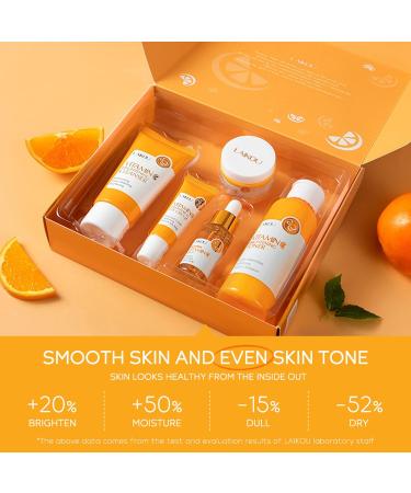 Skincare Gift Set for Teenage Girls - 5 Piece Vitamin C Travel Size Kit with Cleanser Toner Serum Eye Cream & Face Cream - Buy Online on SooperMarket.com