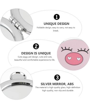 Minkissy Double-Sided Handheld Pig Compact Makeup Mirror for Women Girls - Travel and Bag Handbag Mirror - Creative and Stylish (Style 2) - Buy Online on SooperMarket.com
