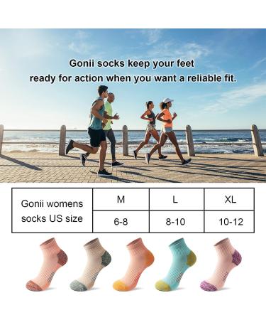 Gonii Women's Athletic Ankle Socks | Thick Cushioned Running Hiking Low Cut | 5-Pack Cool Colors | Size 6-8 - Buy Online on SooperMarket.com