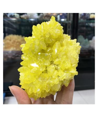 Natural Crystal Rough Crystals 1pc Natural Rough Stone Crystal Cluster Raw Rough Yellow Bulk Native Sulfur Solid Rock Sulfur for Home Decoration 10-12CM