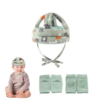 Baby Safety Helmet Infant Toddler Breathable and Adjustable Head Cushion Bumper Bonnet for Running Walking Crawling (Green),BB-1003 Green