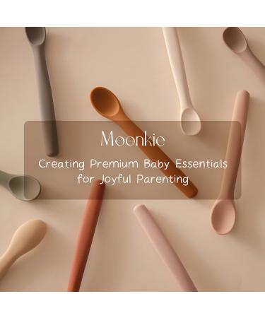 Moonkie Silicone Baby Spoons Set of 4 - Soft-Tip Spoons for Infant Feeding - Chewproof & Bendable - Ideal for Self-Feeding & Baby Led Weaning - Grey/Warm Taupe/Ether/Sage - Buy Online on SooperMarket.com