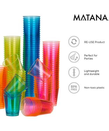 MATANA 300 Neon Plastic Shot Glasses - 1oz Party Shot Cups for Wine Tasting, Condiments, Sauce, Jello Shots & More - Sturdy & Reusable - Buy Online on SooperMarket.com