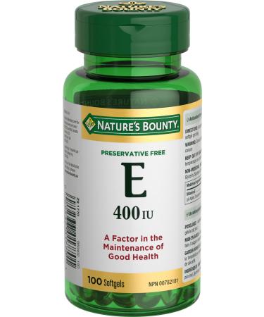 Nature's Bounty Vitamin E 400IU Pills and Supplement Helps Maintain Health 100 Softgels