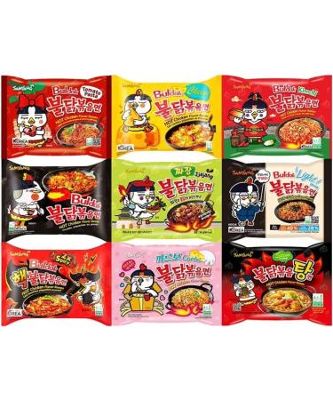 Starry Mart Samyang Korean Buldak Hot Chicken Spicy Ramen Noodles Challenge Assorted Box (5 Packs with 5 Different Random Flavours)
