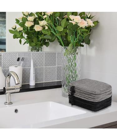 PHOGARY 10 Pack Microfiber Body Wash Mitts - Reusable Makeup Remover Gloves - European Style Bath Spa Cloth - Black and Grey (6.8 inch) - Buy Online on SooperMarket.com