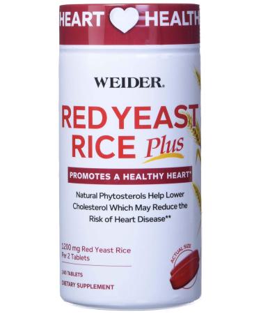 Weider Red Yeast Rice Plus 1200 mg Dietary Supplement 240 Tablets, 240Count
