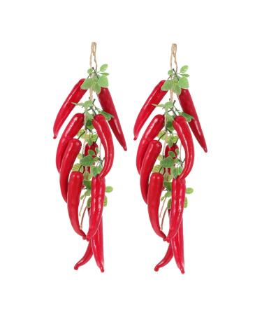 Abaodam 2 Strings Simulation Red Long Pepper Vines Decor Long Pepper Adornment Chili Cook Off Decorations Red 55X8.5X5CM