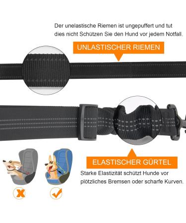 Adjustable Dog Seat Belt - 2-Piece 3-in-1 Reflective Bungee Car Harness for All Breeds | Universal Fit Buckle Hook (Black) - Buy Online on SooperMarket.com