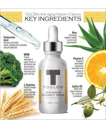 Toulon Vitamin C Serum with Hyaluronic Acid - Brighten & Hydrate Your Skin - 1 oz | Best International Shipping - Buy Online on SooperMarket.com