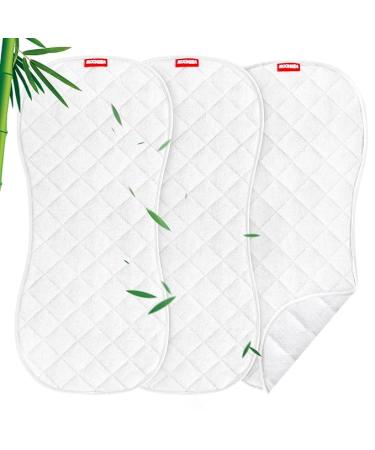 Moonsea Quilted Thicker Changing Pad Liner 3 Pack Waterproof, Fit for Changing Pad Liners Non-Slip Back Design Reusable Pads Machine Washable, White - 12.5"x 29" (Pack of 3) 