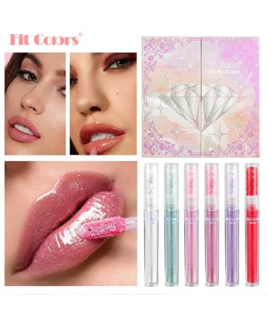 6PCS Luminous Lip Gloss Set - Shimmery Glitter & Hydrating Lipsticks in Berry Pink Nude Red Purple Orange - Lightweight Moisturizer for Gorgeous Lips - Buy Online on SooperMarket.com