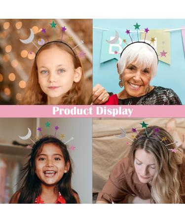 Colourful StarMoon Headband Birthday Party Hair Hoop Glitter Fashion Hair Accessory Wedding Princess Crown Headdress For Birthday Party Cosplay Costume - Buy Online on SooperMarket.com