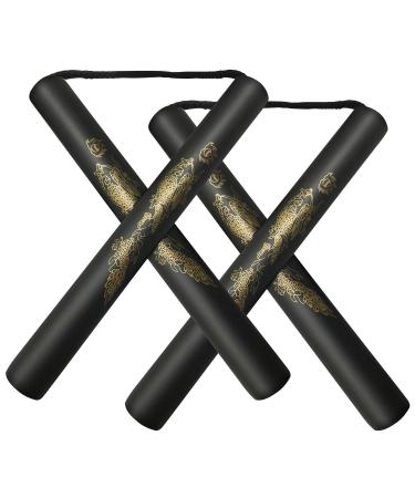 zalani Nunchucks Nunchakus-Foam Safe Rubber Martial Arts Nunchakus for Kids/Beginner Practice(Black-2 Pack)