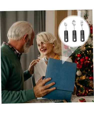 Spoon Adaptive Cutlery 3 Pieces Stainless Steel Mirror Polished Bendable Flexible Portable Curved Cutlery Cutlery with Plastic Non-Slip Handles for People with Disabilities - Buy Online on SooperMarket.com