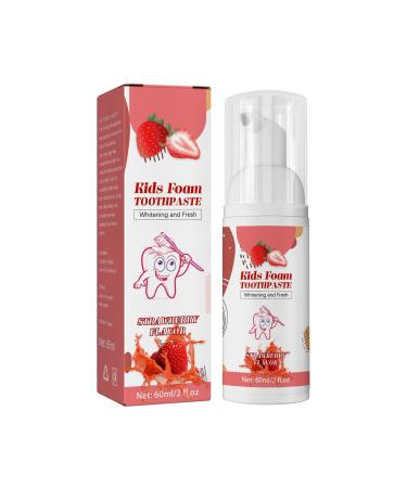 ikasus Foam Toothpaste Kids Fruit Flavor Whitening Toothpaste Natural Formula Deep Cleansing Mousse Foam Toothpaste for Electric Toothbrush U Shaped Toothbrushes for Dental Care Strawberry Flavor Colorful/Strawberry