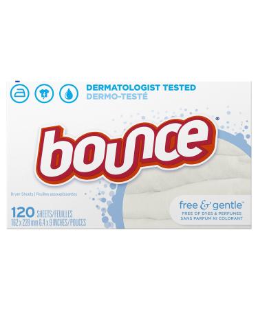 Bounce Free & Gentle Unscented Fabric Softener Dryer Sheets for Sensitive Skin, 120 Count