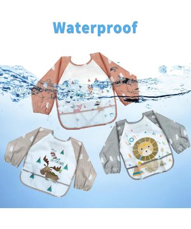 Shop LISOPO Baby Bibs - Waterproof Sleeved Bibs for 6-36 Months | 3pcs Washable & Durable - Buy Online on SooperMarket.com