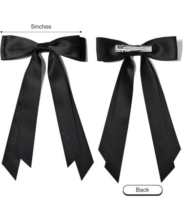 2PCS Silky Satin Hair Bows Hair Clip Black Hair Ribbon Ponytail Holder Accessories Slides Metal Clips Hair Bow for Women Girls Toddlers Teens Kids (Beige+Black) - Buy Online on SooperMarket.com