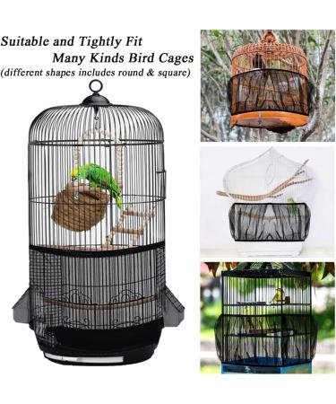 SYOOY Universal Bird Cage Cover Seed Catcher - Adjustable Nylon Mesh Netting Skirt for Parrot & Parakeet Birdcages - Black - Buy Online on SooperMarket.com