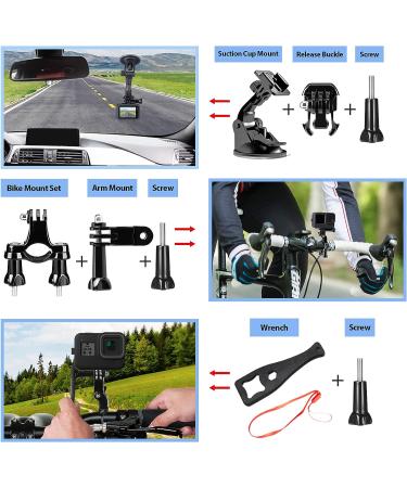 HONGDAK 63-in-1 Action Camera Accessories Kit for GoPro Hero 11/10/9 Black - Waterproof Housing, Silicone Case, Arm Strap, Mounts & More - Buy Online on SooperMarket.com