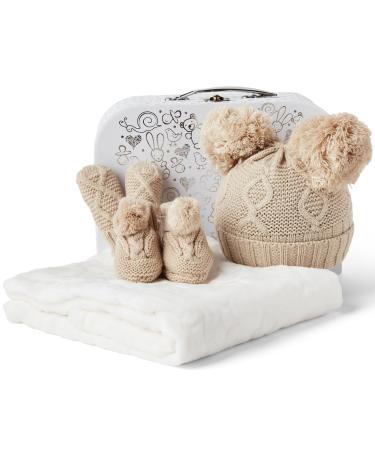 Unisex Baby Gift Set - Baby Gifts Newborn Unisex Gender Reveal Gifts New Baby Gifts Baby Hamper - Gender Neutral Baby Gifts Baby Essentials Baby Shower Ideas Winter Collection - Beige Standard Beige