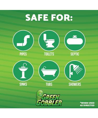 Green Gobbler Industrial Strength Drain Clog Remover Gel | Safe for Pipes Toilets Sinks & Septic Systems - 64 fl. oz - Buy Online on SooperMarket.com