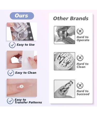 French Nails Stamp Set | Nail Design Kit with Scraper 2 Nail Stamps & 4 Transparent Silicone Gel Stamps - International Shipping Available - Buy Online on SooperMarket.com