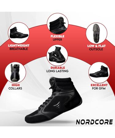 North Core Mat Ace Wrestling Shoes - Light Martial Arts & Boxing Shoes - High Traction Weight Lifting Footwear for Men & Women - Size 38 EU - Black - Buy Online on SooperMarket.com