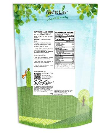 Organic Black Sesame Seeds 5 lb - Raw Unhulled Kala Til Seeds for Tahini Paste, Baking & Salads - Vegan, Kosher, High Fiber, Calcium & Iron - Buy Online on SooperMarket.com