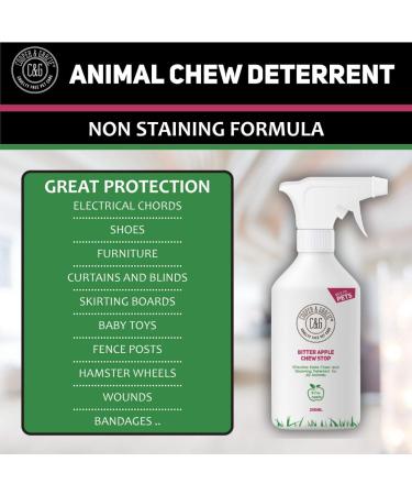 C&G Pets | No Chew Bitter Apple Spray for Dogs | Stop Dog Chewing Deterrent | Alcohol Free Anti Chew Repellent Formula for Puppies Cats Horses and Rodent Pets - Buy Online on SooperMarket.com