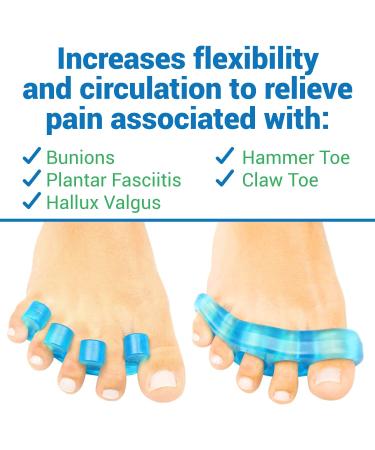 ViveSole Toe Stretchers Separators (4 Pieces) - Gel Therapeutic Spa Spacer for Bunions, Hammer Toe, Plantar Fasciitis - Metatarsal Pain Relief - Blue Medium - Buy Online on SooperMarket.com
