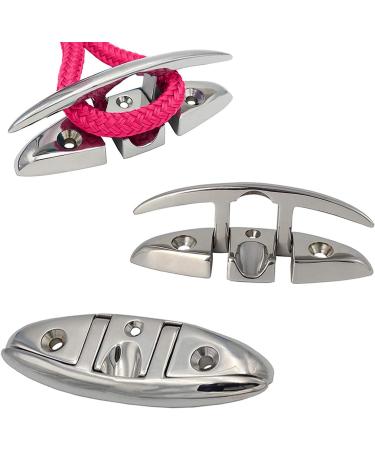 Shenghuiss 5 Stainless Steel Boat Flip Up Cleat - 2 Pcs | Deck Flush Mount Mooring Rope Cleat with Fasteners - Buy Online on SooperMarket.com