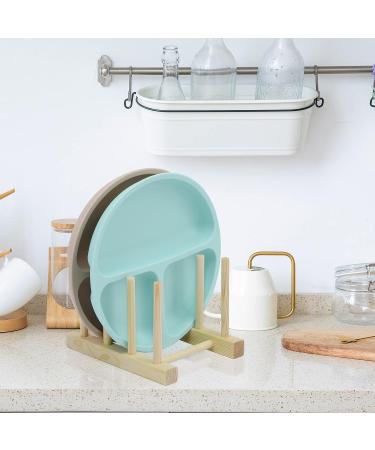 ChengFu Bamboo Baby Plate Holder | Kitchen Cabinet Organizer for Baby Dishes and Utensils - Buy Online on SooperMarket.com