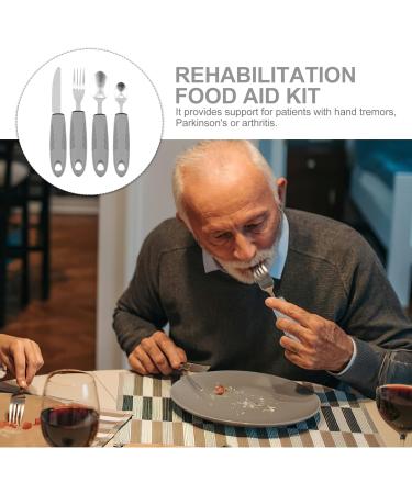 Adaptive Utensils Built up Fork Spoon Rocker Knife Easy Grip Silverware for Adults Elderly Weak Hand Patients Disabled Light Grey 3 Piece Set (Color : Light Grey-1) - Buy Online on SooperMarket.com