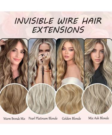 Invisible Wire Hair Extension - Natural Wavy Synthetic Clip-In, Adjustable Size with 2 Secure Clips, Long Curly Golden Blonde - Secret Hair Piece for Women (16inch) - Buy Online on SooperMarket.com