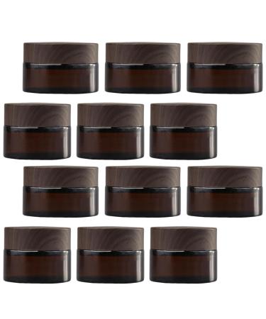 Tokincen 12 pieces amber glass empty can 15ml 20ml cream cans empty can Refillable container brown glass container with lid and liner clear crucible style B 12PCS-15ML 20ml