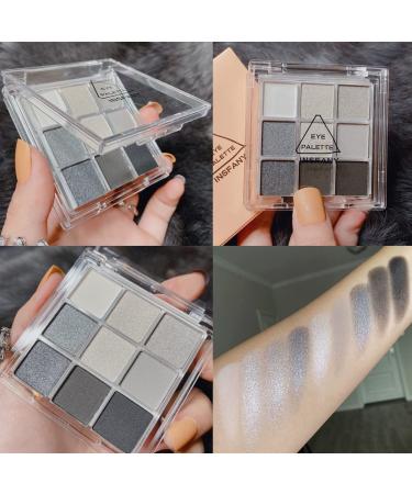 Black Smokey Eyeshadow Palette - 9 Cool Toned Matte Glitter Shades | Long Lasting & Waterproof Makeup for Girls and Women - Silver - Buy Online on SooperMarket.com