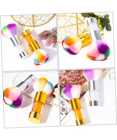 Mikinona 1pc Dust Brush Nail Art Brush Tool Nail Cleaning Gadget Powder Cleaner Nail Scrubbing Brush Manicure Supplies Powder Brush Cleaner Fake Hair Edges Acrylic Nail Brush Nylon Wool 11.5x6cm Golden - Buy Online on SooperMarket.com