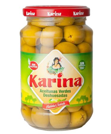 Karina Green Manzanilla Olives without Stones Glass Pack of 6 (6 x 160 g)